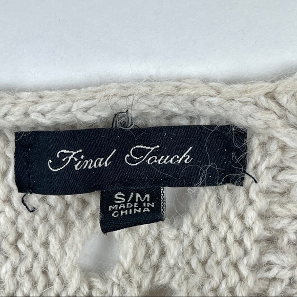 Final Touch Womens Cardigan Open Front Loose Knit Beige S/M - Picture 2 of 7